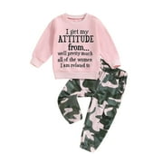 CHENGJI CHENGCHUAN Toddler Girls Clothes 2T 3T 4T 5T Fall Outfits Baby Pullover Sweatshirt Camouflage Pants Set Kids Winter Sweatsuit