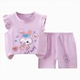 thumbnail image 1 of Toddler Girls Clothes 6M 12M 18M 24M 2T 3T 4T Summer Outfits Baby Kids Short Sleeve Letter Cute Baby Print T-Shirt Tops Rabbit Shorts Sets, 1 of 6