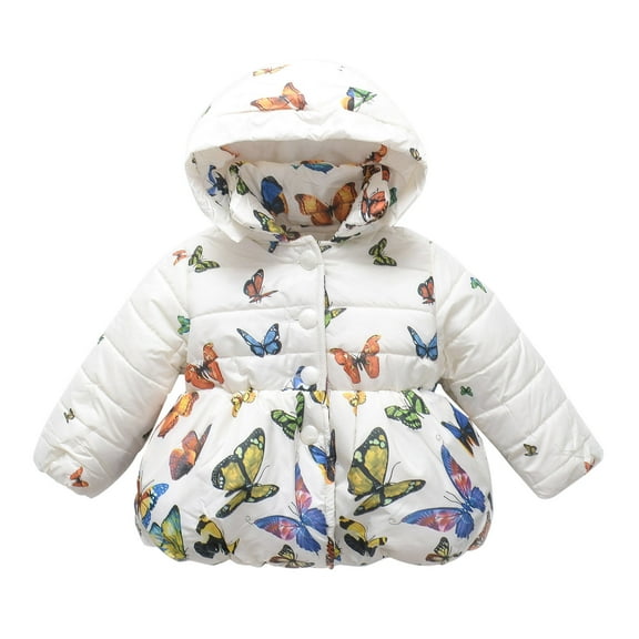 Toddler Girls Clothes Coat Print Warm Winter Thicken Jacket Girls Keep Baby Hooded Girls Coat&jacket Toddler Girls Winter Coat