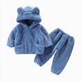thumbnail image 1 of Toddler Girls Clothes Fall Winter Outfit Sets, Baby Girl Long Sleeve Solid Color Flannel Hooded Sweatshirt Cute Elastic Waist Pant Set 0 6 12 18 24 Months 2T 3T 4T Kaprioy Baby Girl Clothes, 1 of 4