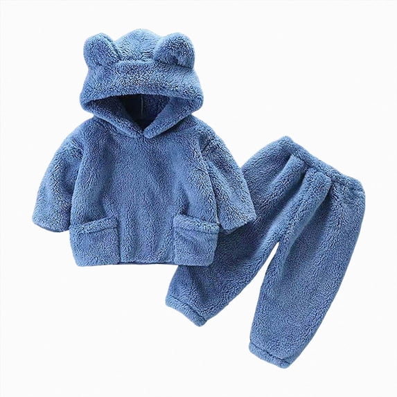 Toddler Girls Clothes Fall Winter Outfit Sets, Baby Girl Long Sleeve Solid Color Flannel Hooded Sweatshirt Cute Elastic Waist Pant Set 0 6 12 18 24 Months 2T 3T 4T Kaprioy Baby Girl Clothes
