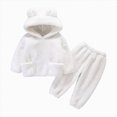 thumbnail image 1 of Toddler Girls Clothes Fall Winter Outfit Sets, Baby Girl Long Sleeve Solid Color Flannel Hooded Sweatshirt Cute Elastic Waist Pant Set 0 6 12 18 24 Months 2T 3T 4T Kaprioy Baby Girl Clothes, 1 of 4