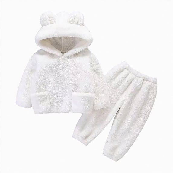 Toddler Girls Clothes Fall Winter Outfit Sets, Baby Girl Long Sleeve Solid Color Flannel Hooded Sweatshirt Cute Elastic Waist Pant Set 0 6 12 18 24 Months 2T 3T 4T Kaprioy Baby Girl Clothes