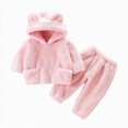 thumbnail image 1 of Toddler Girls Clothes Fall Winter Outfit Sets, Baby Girl Long Sleeve Solid Color Flannel Hooded Sweatshirt Cute Elastic Waist Pant Set 0 6 12 18 24 Months 2T 3T 4T Kaprioy Baby Girl Clothes, 1 of 4