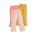 thumbnail image 1 of Toddler Girls Clothes Girls Pants Kids 3-Pack Casual Pants Toddler Solid Color Bell-bottomed Pants for Girls 1T 2T 3T 4T 5T Apricot Pink Yellow, 1 of 6