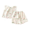 thumbnail image 1 of Toddler Girls Clothes Ruffle Short Sleeves Crewneck Tops and Shorts Cute Summer 2 Pieces Short Sets, 1 of 3