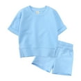 thumbnail image 1 of Baby Boy Clothes Set two Pcs Short Sleeve T-Shirt Tee Tops Rolled Shorts Trendy Baby Girl Clothes for Kids Boys Girls 4-5 Years, 1 of 4