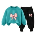 thumbnail image 1 of Toddler Girls Clothes Winter Long Sleeve Sweatshirt Pants Sets for Kid Loose Graphic Sweatsuits Children (Sky Blue 19), 1 of 3