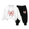 thumbnail image 1 of Toddler Girls Clothes Winter Long Sleeve Sweatshirt Pants Sets for Kid Loose Graphic Sweatsuits Children (White 19), 1 of 6