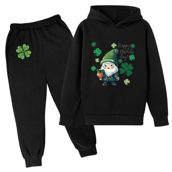 Boys Short Sets Sleeve Tee & Mesh Shorts Kids Hoodie Sweatshirt and Sweatpants Irish Festival Pullover Hoodie Set Tracksuit 2 Piece Outfits Black,9-10 Years