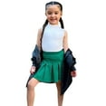 thumbnail image 1 of Toddler Girls Clothing Set Sleeveless Solid Turtleneck Knitting Ribbed Tops Pleated Skirt Outfits For Girls, 1 of 6