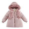 thumbnail image 1 of Toddler Girls Coat Kids Winter Boys Hooded Soild Zipper Windproof Warm Thick Jacket Outerwear for Girl Size 3-4T, 1 of 5