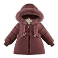 thumbnail image 1 of Toddler Girls Coat Kids Winter Boys Hooded Soild Zipper Windproof Warm Thick Jacket Outerwear for Girl Size 3-4T, 1 of 4