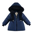 thumbnail image 1 of Toddler Girls Coat Kids Winter Boys Hooded Soild Zipper Windproof Warm Thick Jacket Outwear for Girl Size 3-4T, 1 of 8
