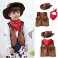 thumbnail image 1 of Toddler Girls Coats For Kids Fancy Dress Up Cowboy Vest With Cowboy Hat Bandanas Outfit, 1 of 8
