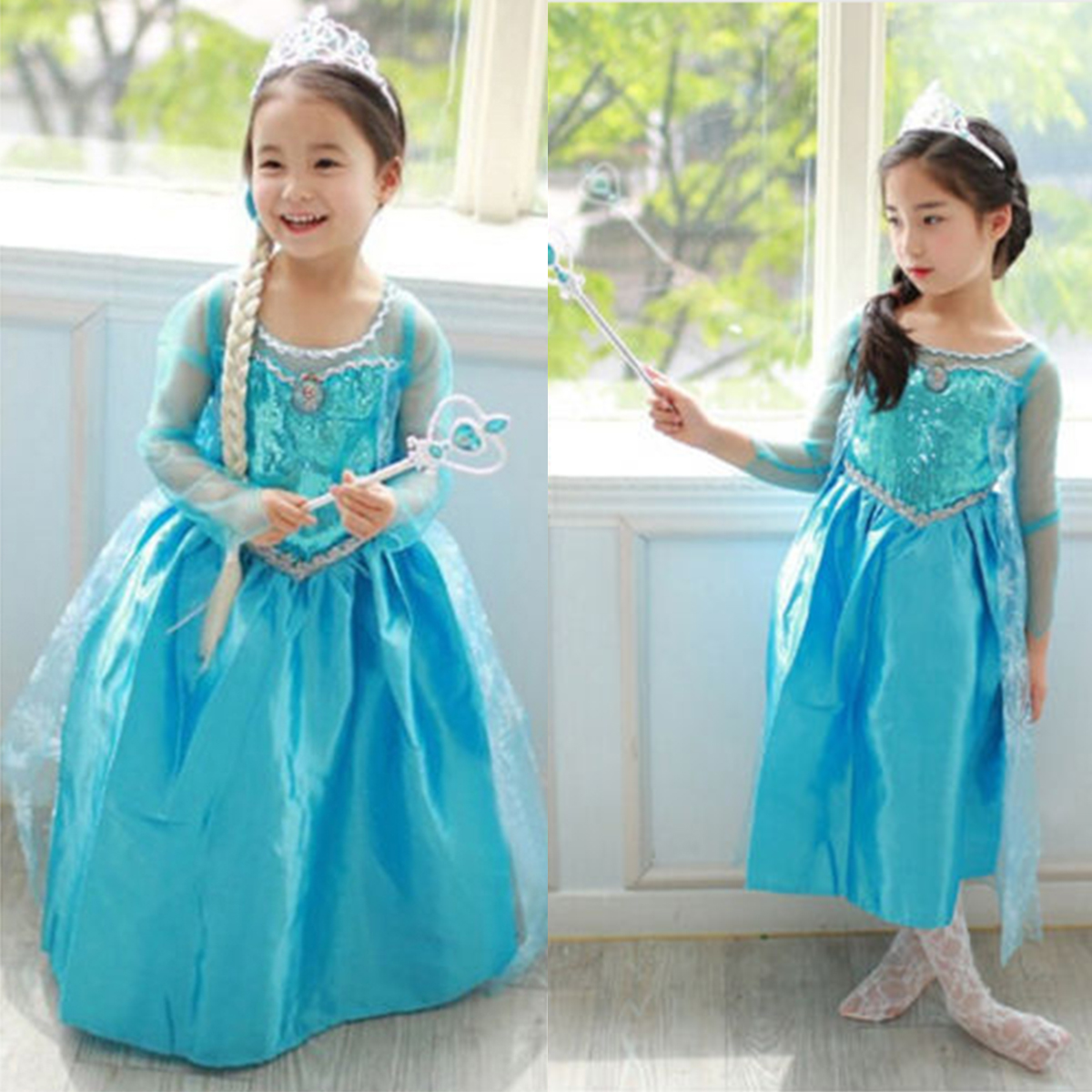 Toddler Girls Cosplay Party Princess Dress Frozen Elsa Anna Costume Fancy Dress for Baby Girls Snow Queen Dress Up Walmart