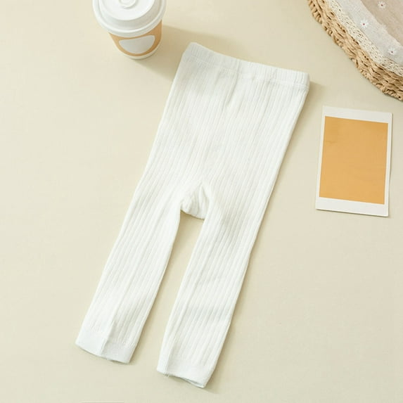 Toddler Girls Cotton Cable Knit Leggings Classic Solid Footless Tights Ankle Length Pants for Kids