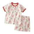 thumbnail image 1 of Toddler Girls Cotton Lounge Sets Spring Summer Outfits Cute Graphic Pullover T-Shirts Shorts 2 Piece Matching Set Red, 6T, 1 of 5