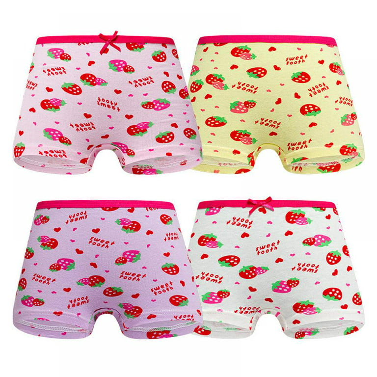 4Pcs/Lot Random Color Girls Cartoon Underwear Children Cotton Panties Kids  Soft Boyshorts Size 2T-12T