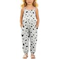 thumbnail image 1 of Toddler Girls Cow Print Jumpsuit Sleeveless Overalls Kids Spaghetti Strap Pants with Pockets Black 9 3-4 Years, 1 of 9