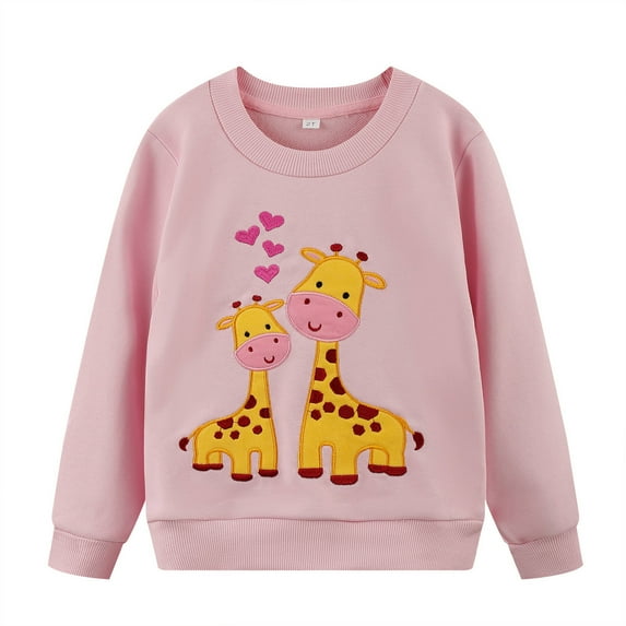Toddler Girls Crewneck Sweatshirts Pink Giraffe Print Fall Clothes 4T 226