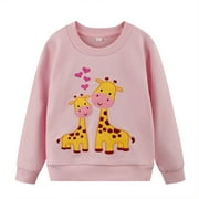 Toddler Girls Crewneck Sweatshirts Pink Giraffe Print Fall Clothes 5T 226