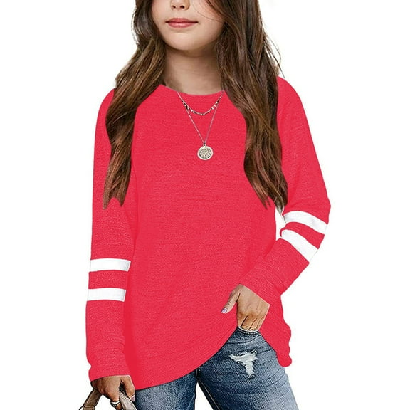 Toddler Girls Crewneck Tee Tops Basic Inside Cute Cartoon Printed Long Sleeve Undershirt for Little Girls 4-5 Years