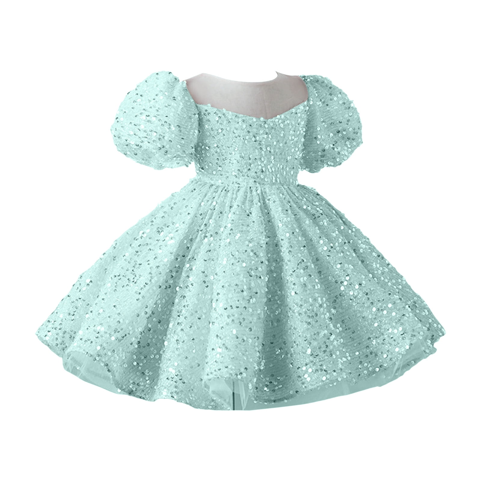 Toddler Girls Cute Dresses Cute Sequin Glitter Party Carnival Gown mal Prom Dress Size 18-24 Months