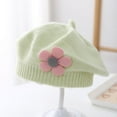 thumbnail image 1 of Toddler Girls Cute Flower Beret Hats Fall Winter Hats Knitted Painter Hats for Girls 1-4Y, 1 of 3