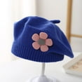 thumbnail image 1 of Toddler Girls Cute Flower Beret Hats Fall Winter Hats Knitted Painter Hats for Girls 1-4Y, 1 of 3