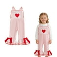 thumbnail image 1 of Toddler Girls' Cute Valentines Jumpsuit Embroidery Sleeveless Overalls Flared Legs Pants Toddler Summer Clothes Girls Size 18-24 Months, 1 of 4