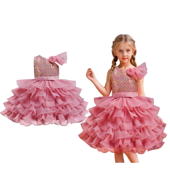 Toddler Girls Dance Girls Pink Sequin Dress Tulle Dance Dresses Dance Jazz Dance Street Dance Outerwear 3-4 Years