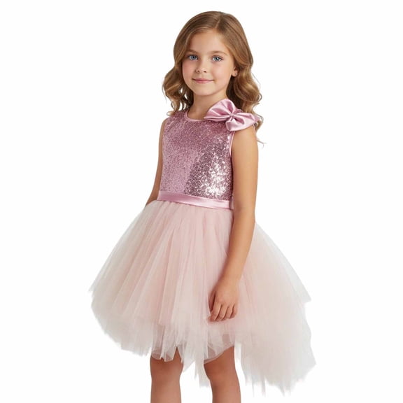 Toddler Girls Dance Sequin Dress Tulle Dance Dresses Dance Girls Disco Performance Dancewear 3-4 Years
