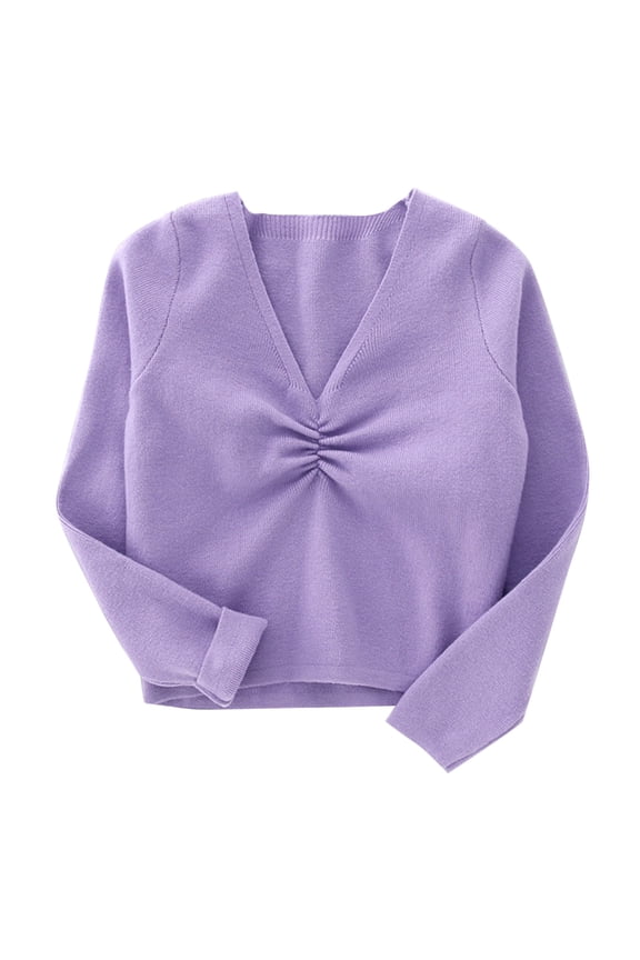 Toddler Girls Dance Sweaters Long Sleeve Solid Blouse Ballet Wrap Pullover Top For Kids