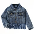 thumbnail image 1 of Toddler Girls Denim Jackets Fringe Jeans Coats Top Infant Baby Button Down Outerwear 1-6T, 1 of 1