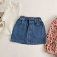 thumbnail image 1 of Toddler Girls Denim Skirt Ripped Distressed Asymmetrical Jean Skort with Pockets Casual High Waisted Button Front Blue 18-24 Months, 1 of 6