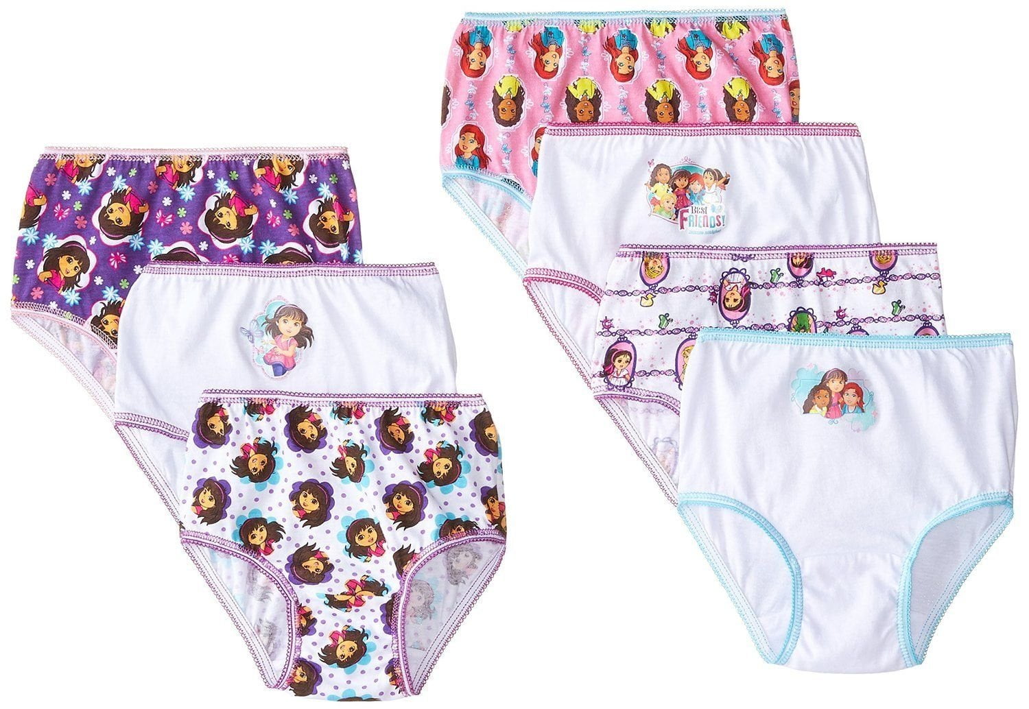 Nickelodeon Girls Dora 4 Pack Bikini Brief Underwear sizes 3 4 Colour Dora