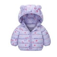 thumbnail image 1 of Toddler Girls Down Jacket Winter Coat Soft Hooded Coat With Ears Warm Thickened Outerwear Kids Clothing Purple Size 3-4T, 1 of 3