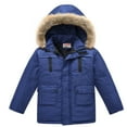 thumbnail image 1 of Toddler Girls Down Winter Coat , Kids Full Zip Hooded Jackets with Detachable Hood Down Jackets Outerwear Pockets Navy 11-12T, 1 of 9
