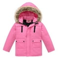 thumbnail image 1 of Toddler Girls Down Winter Coat , Kids Full Zip Hooded Jackets with Detachable Hood Down Jackets Outerwear Pockets Pinky 9-10T, 1 of 9