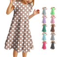 thumbnail image 1 of Toddler Girls Dress Big Polka Dot Pattern Flutter Sleeve Crew Neck Tiered A-Line Dresses for Vacation Kids Casual Boho Sundress, 1 of 4