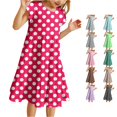 thumbnail image 1 of Toddler Girls Dress Big Polka Dot Pattern Flutter Sleeve Crew Neck Tiered A-Line Dresses for Vacation Kids Casual Boho Sundress, 1 of 4