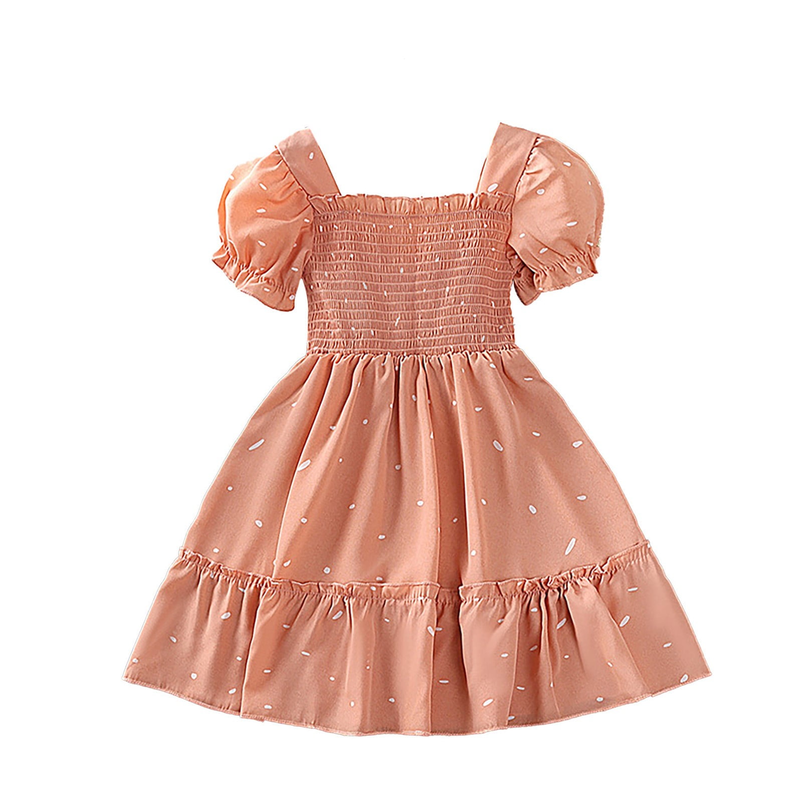 Toddler Girls Dress Bubble Sleeves Short Sleeve Pleated Polka Dot ...