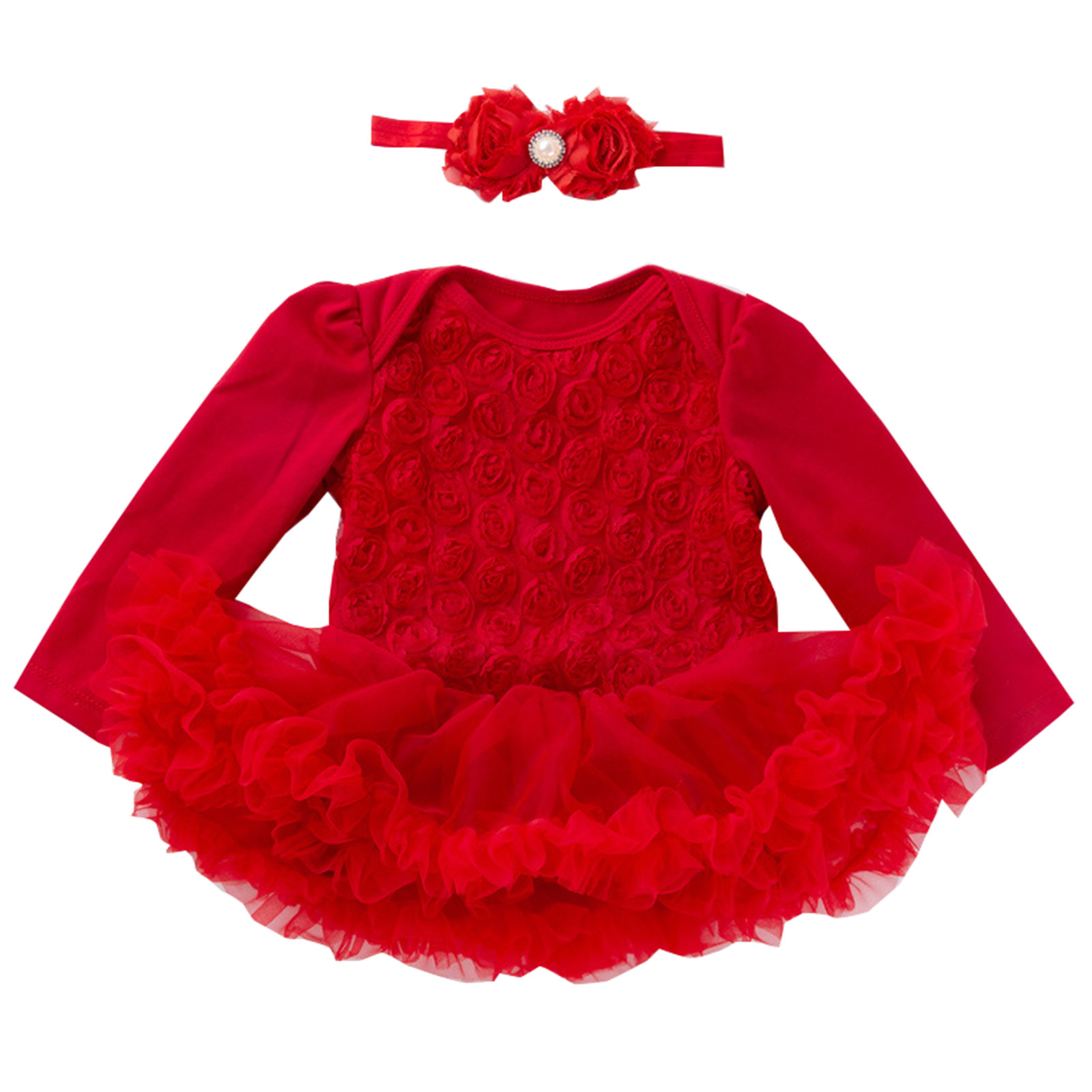 Ensemble Vêtement Noël Bébé Fille - Robe à Pois Avec Nœud, Manches Longues, Headband, Adorable Tenue Fête