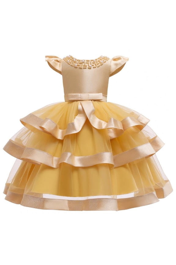 Toddler Girls Dress Princess Wedding Pageant Lace Ruffle Tulle Party Birthday Gown