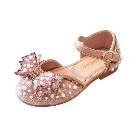 Toddler Girls Dress Sandals Wedding Party Mary Jane Flat Summer Casual Walking Shoes with Bowknot (32,Pink)