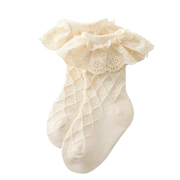 Toddler Girls Dress Socks Baby Toddler Ruffle Socks Frilly Lace Socks Cute Cotton Socks Girl Sock for 0-5 Years 1 Pair