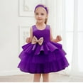 thumbnail image 1 of Toddler Girls Dress Solid Color Bow Decorative Tutu Dress Kids Wedding Bridesmaid Pageant Party Formal Princess Dresses，12-18 Months, 1 of 3