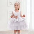 thumbnail image 1 of Toddler Girls Dress Solid Color Bow Decorative Tutu Dress Kids Wedding Bridesmaid Pageant Party Formal Princess Dresses，3-6 Months, 1 of 3