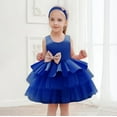 thumbnail image 1 of Toddler Girls Dress Solid Color Bow Decorative Tutu Dress Kids Wedding Bridesmaid Pageant Party Formal Princess Dresses，3-6 Months, 1 of 3
